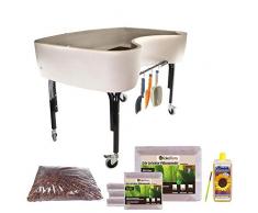 RoTaPlastes Sorglos-Set Sally Up Hochbeet 118 cm beige (Hochbeet|Erde|Dünger|Feuchtigkeitsmesser)