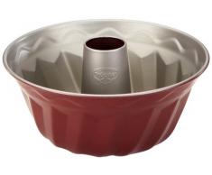 Dr. Oetker Gugelhupfform Ø 22 cm, Backform für Gugelhupf, runde Bundform aus Stahl mit zweifarbiger Antihaftbeschichtung (Farbe: grau/rot), Menge: 1 Stück