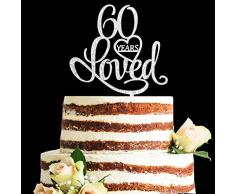 Acryl Birthday Kuchen Topper 60 silber
