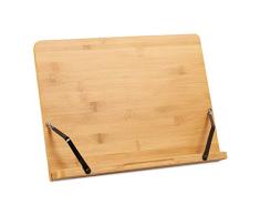 Relaxdays Buchständer, Kochbuchhalter aus Bambus, verstellbar, 5 Stufen, klappbarer Leseständer, HBT 24x34x21 cm, natur