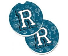 Caroline s Treasures Buchstabe R Sea Doodles Initiale Alphabet-Set von 2 Tasse Halterung Auto Untersetzer cj2014-rcarc, 2,56, multicolor