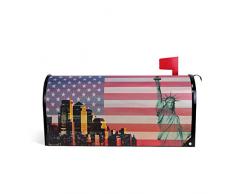 MOFEIYUE NY City Statue Liberty USA Flagge Magnet Briefkasten-Abdeckung für Haus Garten Hof, Deko Umschlag Briefpapier 20.8 x 18 inch Multi