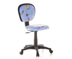 hjh OFFICE 670180 Kinder-Drehstuhl KIDDY TOP Stoff-Bezug Blau Piraten Schreibtischstuhl Ergonomisch