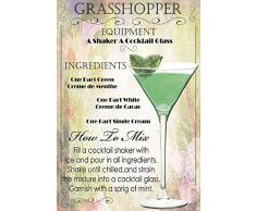 Schatzmix Cocktails Rezept Recipe Grasshopper Creme de Menthe Cacao Metal Sign deko Sign Garten Blech