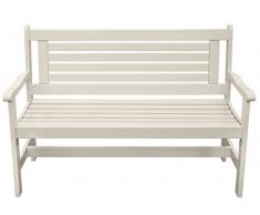 Esschert Design Bank mit Armlehne aus Holz in weiß, ca. 129 cm x 59 cm x 89 cm