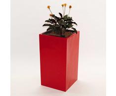 Pflanzkübel Blumenkübel Blumentopf Fiberglas Säule LxBxH 38x38x70cm hochglanz rot