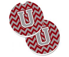 Caroline s Treasures Buchstabe U Chevron Crimson & Grau 2er Set Tasse Halterung Auto Untersetzer cj1043-ucarc, 2,56, multicolor