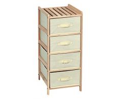 King Home C1513204 Kommode mit 4 Schubladen aus Holz und Stoff, naturfarben, 35 x 37 x 86 cm