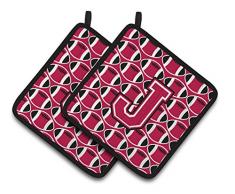 Caroline s Treasures Buchstabe J Fußball Crimson & Weiß Paar Topflappen cj1079-jpthd, 7.5hx7.5 W, multicolor