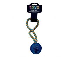 Toyz Tozy Tau für Hunde, Knabber und Springball, blau/rot/grün