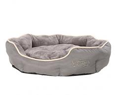 Dehner Hunde- und Katzenbett Sammy, oval, ca. 90 x 80 x 14 cm, Polyester, grau