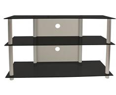 VCM TV Rack Lowboard Konsole Fernsehtisch LCD LED Möbel Bank Glastisch Tisch Schrank Aluminium Schwarzglas Posio Big XXL