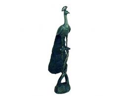 Solstice Skulpturen XST/310 Aluminium Pfau, Goldener Grünspan, 103 cm Gartenstatue