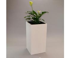 Pflanzkübel Blumenkübel Blumentopf Fiberglas Säule LxBxH 38x38x80cm perlmutt weiß.