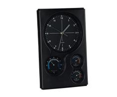 Relaxdays Wetterstation analog, 3 in 1, Wanduhr, Thermometer °C/°F, Hygrometer, Kunststoff, außen & innen, schwarz