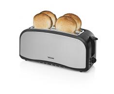 Tristar Edelstahl Toaster mit Brötchenaufsatz - 6 Bräunungsstufen/2 x Langschlitz Toastkammern/herausnehmbares Krümmelfach/mit Abbruch-, Auftau- und Abtaufunktion, BR-1046