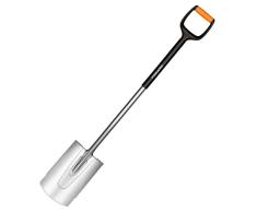 Fiskars Gärtnerspaten für weiche, steinarme Böden, Rund, Länge 120 cm, Qualitätsstahl-Blatt/Glasfaserverstärkter Kunststoff-Stiel, Schwarz/Orange, Xact, L, 1003681