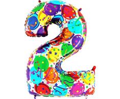 Betallic Folienballon 85942b Nummer 2-party Megaloon, 101,6 cm farbenreiche