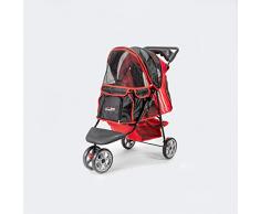 Haustier-Buggy all Terrain IPS-01 rot/schwarz, Hunde-Tragetasche, Trolley, Trailer, InnoPet, Buggy, Zusammenklappbar Pet Buggy, Kinderwagen, Kinderwagen für Hunde und Katzen