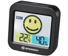 Bresser Temeo Smile Thermometer Hygrometer mit Raumklimaindikator zum Vorbeugen von Schimmel, schwarz