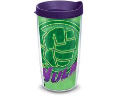 Tervis 1250009 Marvel – Hulk Tumbler mit Wrap und Deckel Royallila 473 ml lila (Royal Purple) Deckel 16 oz farblos