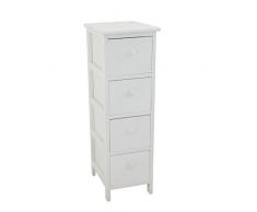 King Home Kommode klein 4 Schubladen aus Holz 26 x 32 x 81 cm C656934, 26 x 32 x 81 cm