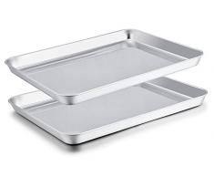 teamfar Backblech Set 2, Edelstahl Backformen Tablett Cookie Tabelle, nicht giftig und gesund, Spiegel Finish & rostfrei, leicht zu reinigen und spülmaschinenfest