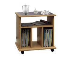 VCM Mobiler Beistelltisch Nachtschrank Nachtkonsole Couchtisch Nachttisch Zeitungsständer Buche 45 x 60 x 59 cm Tabina