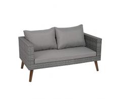 greemotion Gomera Lounge-Sofa für 2 Personen, anthrazit/braun, ca. 140 x 64 x 75 cm