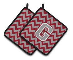 Caroline s Treasures Buchstabe G Chevron Crimson & Grau Paar Topflappen cj1043-gpthd, 7.5hx7.5 W, multicolor