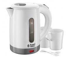 Russell Hobbs Travel Wasserkocher, 0,85l, 1000W, weltweite Spannungsanpassung, inkl. 2 Tassen & 2 Teelöffel, optimierte Ausgusstülle, kompakter kleiner Reisewasserkocher, mini Teekocher 23840-70