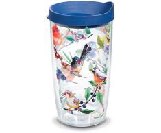 Tervis Isolierbecher mit Wickel und blauem Deckel 16 oz farblos
