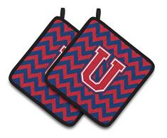 Carolines Treasures CJ1050-APTHD Topflappen, Buchstabe A, Chevron, Schwarz/Gold, 1 Paar Buchstabe U 7.5HX7.5W Chevron - Yale Blue and Crimson