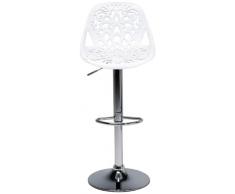 Kare Barhocker Ornament, 76859, moderner, massiver Design-Tresenstuhl mit Rücklehne, höhenverstellbar, mattweiÃ-silber (H/B/T) 85x44,5x50cm