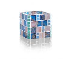 Armena Windlichtglas Bastelset aus Mosaikgläser in 2 unterschiedlichen Größen, Kupfer, Blau