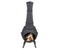 Esschert Design Terrassenofen, Terrassenkamin, bauchige Form, ca. 45 cm x 45 cm x 150 cm