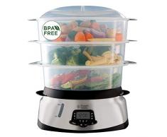 Russell Hobbs Dampfgarer Digital 10,5l (digitales Display + programmierbarer Timer), 3 spülmaschinengeeignete Dampfgarbehälter + Reisschale + 8 Eierhalter, BPA-frei, Dampfkocher MaxiCook 23560-56