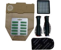 Mister vac A922 20 Staubsaugerbeutel geeignet Vorwerk Kobold VK 130/131/ Hepa Filter/Aktivkohle/Rundbürsten / 20 Duftstäbchen, grün