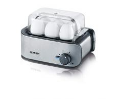 SEVERIN Eierkocher, Inkl. Wasser-Messbecher mit Eierstecher, 6 Eier, 3 Härtestufen, EK 3134, Edelstahl/Schwarz