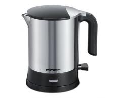 Cloer 4890 Wasserkocher, 2200 W mit verdecktem Heizelement, Trockengeh- und Überhitzungsschutz für bis zu 1,2 L, mattierter Edelstahlbehälter schwarz