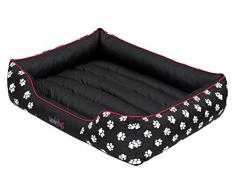 Hobbydog PRELCZ1 Hundebett Hundesofa Hundekorb Tierbett Prestige, Größe XXL, 108 x 88 cm, schwarz mit Pfoten