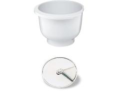 Bosch MUZ5KR1 Kunststoff-Rührschüssel für Bosch Küchenmaschine Mum5 + Bosch MUZ45AG1 Asia-Gemüse-Scheibe aus Edelstahl / für Durchlaufschnitzler zu Bosch Küchenmaschinen