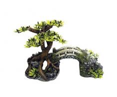 Nobby 28621 Aqua Ornaments BRÜCKE MIT Bonsai mit Pflanzen 20, 3 x 9, 0 x 14, 0 cm