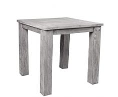 STRANDGUT07 Tisch ca. 75 x 75 x 75 cm Teakholz Gartentisch, grey wash