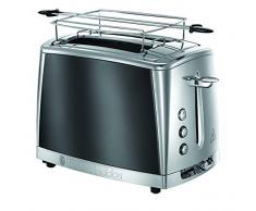 Russell Hobbs Toaster Luna grau, 2 extra breite Toastschlitze, inkl. Brötchenaufsatz, 6 einstellbare Bräunungsstufen + Auftau- & Aufwärmfunktion, Schnell-Toast-Technologie, 1550W, Luna 23221-56