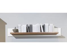 trendteam Wohnzimmer Wandregal Bücherleiste Bücherregal Toronto, 140 x 21 x 21 cm in Korpus Pinie WeiÃ, Absetzung Nussbaum Satin Dekor im Landhausstil