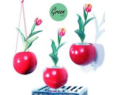 GREENBO Einziehbarer – Pflanztopf mit 3 Halterungen und Reserve von Wasser, 17 x 14.3 cm 17x17x14.3 cm burgunderrot