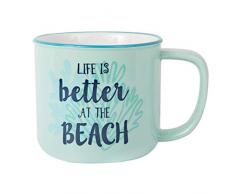 Pavilion Gift Company 67519 Kaffeetasse aus Steingut, groß, 445 ml, Blau