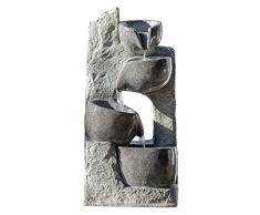 Dehner Gartenbrunnen Circ mit LED Beleuchtung, ca. 89 x 29 x 44.3 cm, Polyresin, grau