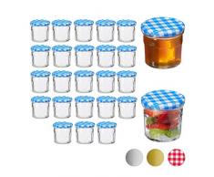Relaxdays Einmachglas, 25er Set, mit Schraubdeckel, luftdicht, für Marmelade, Früchte & Pesto, 150 ml, Sturzglas, blau